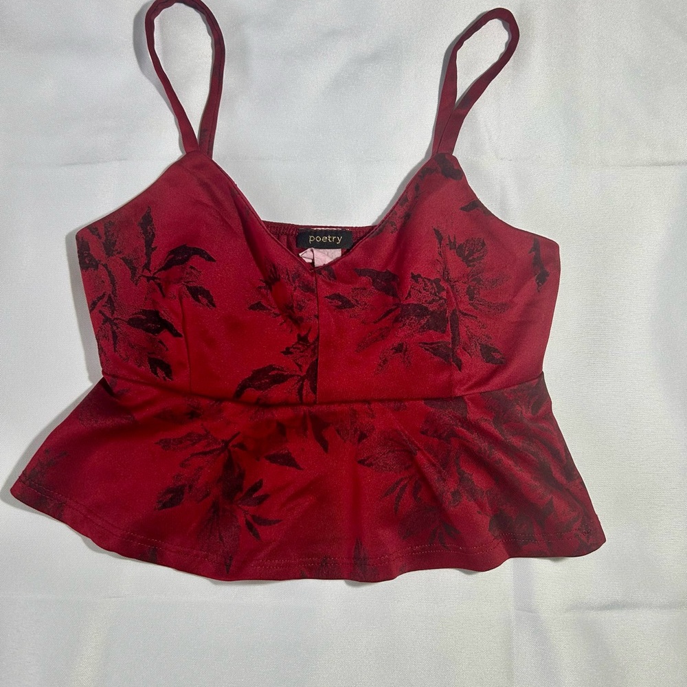 Poetry Feminine Romantic Whimsigoth Floral Camisole Top Sz XS
